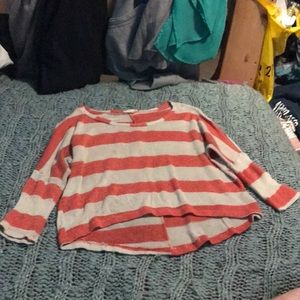 Striped elbow length tee shirt